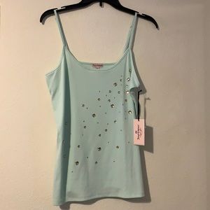XL Juicy Couture Ribbed Aqua Rhinestone Tank Top